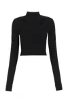 Dion Lee Black Viscose Blend Top In Black