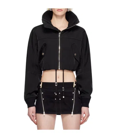 Dion Lee Blouson Cropped Bomber Jacket In Black