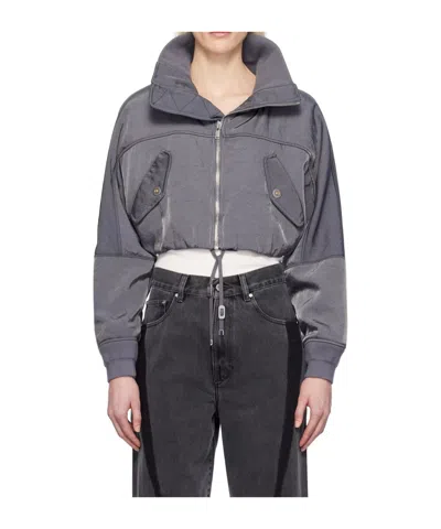 Dion Lee Blouson Cropped Bomber Jacket In Asphalt