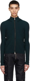 Dion Lee Blue Angled Rib Sweater In Black/petrol