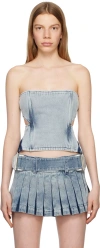 Dion Lee Blue Darted Denim Corset In Indigo