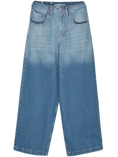 Dion Lee Blue Faded Wide-leg Jeans In Blau