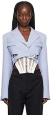 Dion Lee Cropped Wool-blend Blazer In Glacier