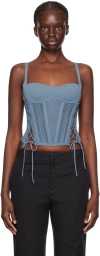 Dion Lee Blue Laced Tank Top In Storm Blue