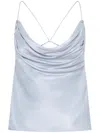 Shop Dion Lee Blue Rivet Cowl-neck Top In Grey
