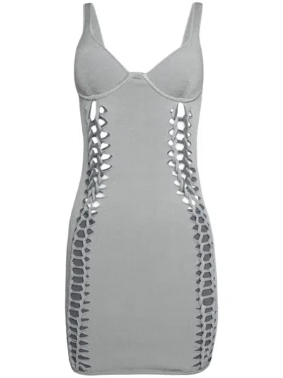 Dion Lee Braid-embellished Mini Dress In Grey