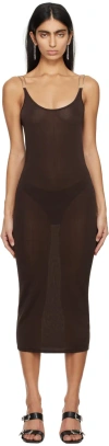 Dion Lee Brown Double Wire Midi Dress In Umber