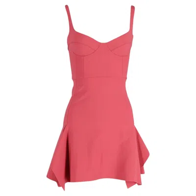 Pre-owned Dion Lee Bustier Flared Mini Dress In Pink Wool
