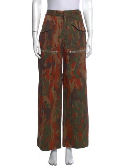 Pre-owned Dion Lee Camouflage Print Wide Leg Pants In Brown