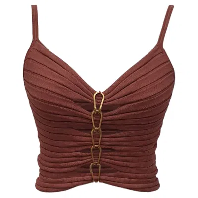 Dion Lee Central Chain Cami Top In Old Rose Viscose In Burgundy