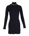 Dion Lee Chain-embellished Open-back Ribbed-knit Mini Dress In Navy Blue Viscose In Blue