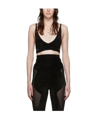Dion Lee Chenille Intarsia Bralette Top In Black