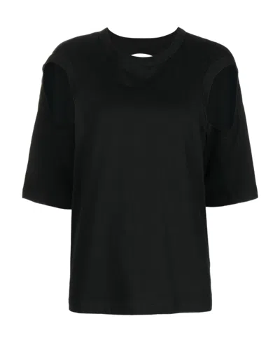 Dion Lee Circular Ribbed-detail T-shirt In Black