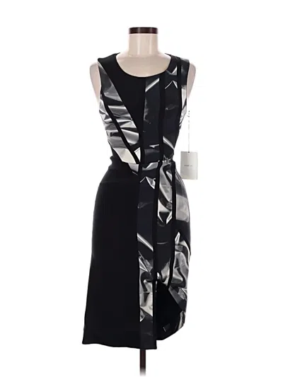 Dion Lee Optical Midi Sleeveless Shift Dress In Multicolor Silk In Black