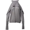 Dion Lee Cold Shoulder Sweater In Grey Merino Wool In Gray