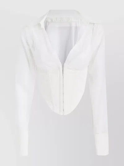 DION LEE COLLARED LONG SLEEVE CORSET STYLE TOP