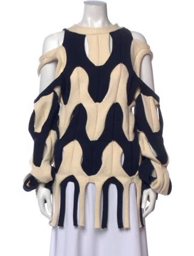 Pre-owned Dion Lee Colorblock Pattern Crew Neck Sweater In Blue