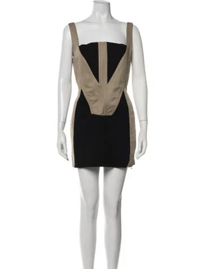Pre-owned Dion Lee Colorblock Pattern Mini Dress In Neutrals