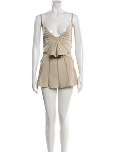 Pre-owned Dion Lee Colorblock Pattern Skirt Set In Neutral