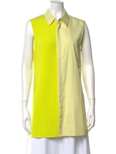 Pre-owned Dion Lee Colorblock Pattern Sleeveless Top In Yellow