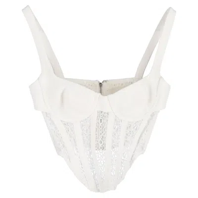 Dion Lee Contour Combo Corset Top In White Viscose In Animal Print