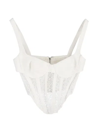 Pre-owned Dion Lee Contour Combo Corset Top In White