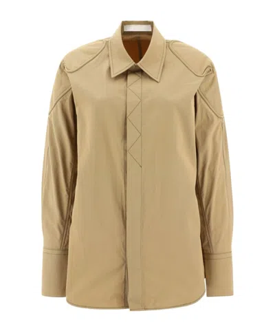 Dion Lee Contrast Stitching Shirt Jacket In Brown