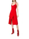 Dion Lee Corset Bustier Double Wool Circle Loop Midi Dress In Red In Red