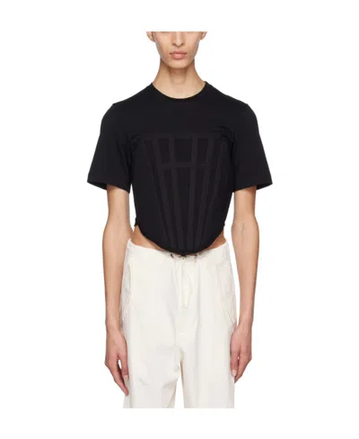 Dion Lee Corset Organic Cotton T-shirt In Black