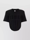 DION LEE CORSET RIBBED CREW-NECK COTTON T-SHIRT
