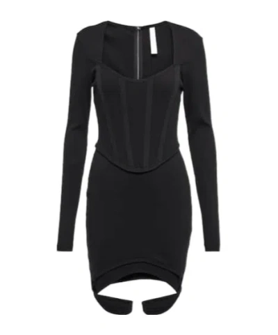 Dion Lee Corset Ribbed-knit Cotton Minidress In Black