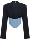 Dion Lee Corset-style Cropped Blazer In Blue