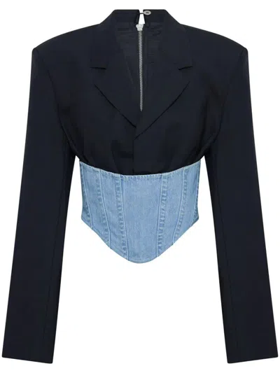 Dion Lee Corset-style Cropped Blazer In Black