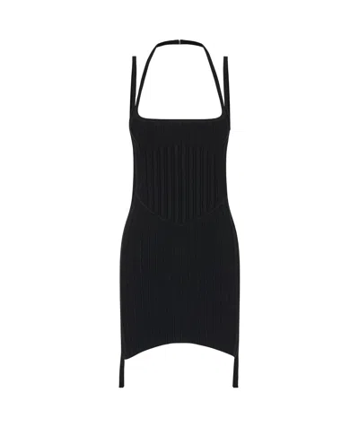 Dion Lee Corset-style Ribbed Minidress In Black