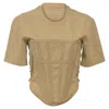 Dion Lee Corset T-shirt In Khaki Organic Cotton In Green