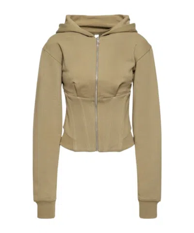 Dion Lee Cotton Jersey Corset Hoodie In Brown