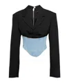 Dion Lee Cowboy-cloth Patchwork Suit Jacket In Black