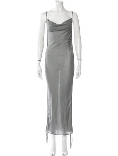 Pre-owned Dion Lee Cowl Neck Long Dress In Grey/metallic