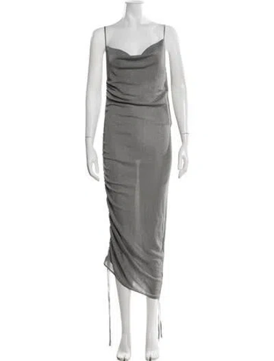 Pre-owned Dion Lee Cowl Neck Midi Length Dress In Grey/metallic