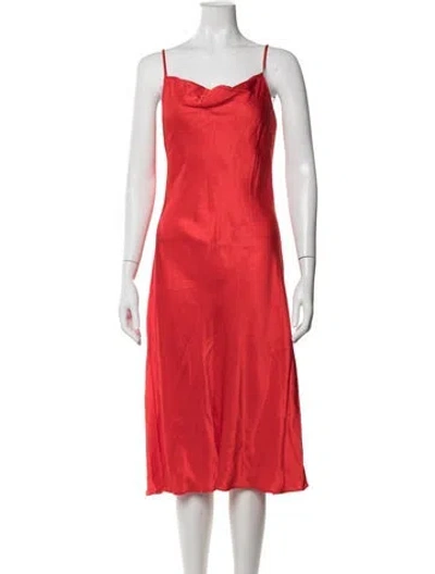 Pre-owned Dion Lee Cowl Neck Midi Length Dress In Red