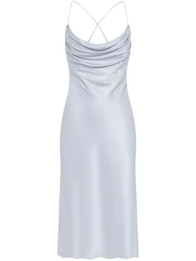 Dion Lee Cowl-neck Satin Midi Dress In Grey