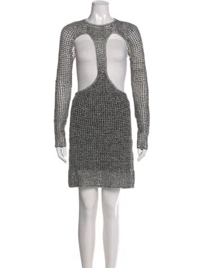 Pre-owned Dion Lee Crew Neck Knee-length Dress In Gray