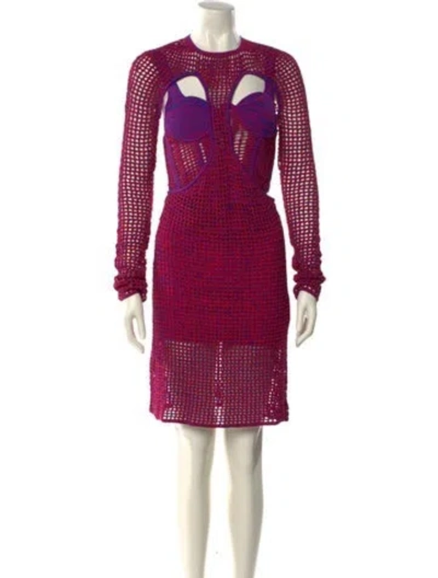 Pre-owned Dion Lee Crew Neck Knee-length Dress In Red