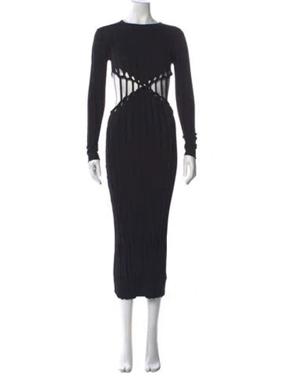 Pre-owned Dion Lee Crew Neck Long Dress In Black