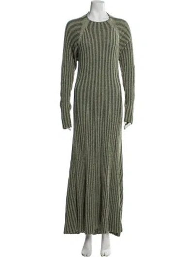 Pre-owned Dion Lee Crew Neck Long Dress In Green