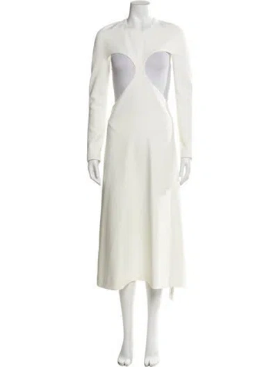 Pre-owned Dion Lee Crew Neck Long Dress In White