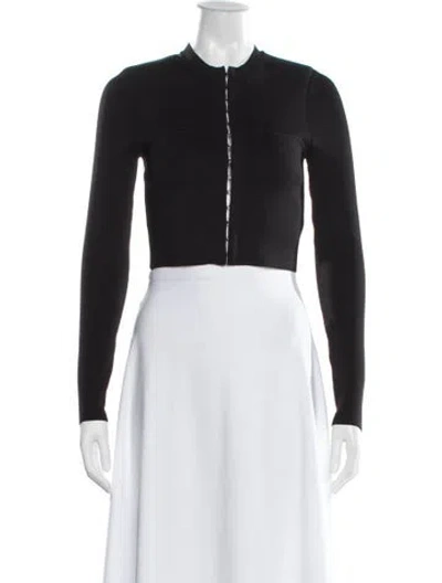 Pre-owned Dion Lee Crew Neck Long Sleeve Crop Top In Black