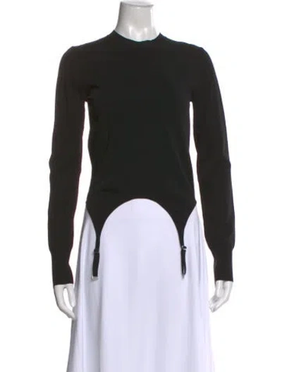 Pre-owned Dion Lee Crew Neck Long Sleeve Top In Black