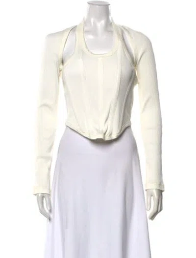 Pre-owned Dion Lee Crew Neck Long Sleeve Top In Neutrals