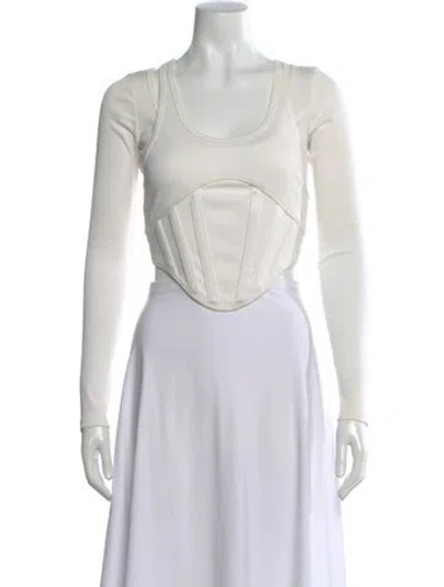 Pre-owned Dion Lee Crew Neck Long Sleeve Top In White